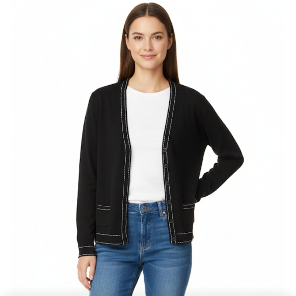Bcbg  black buttondown cardigan sweater size L